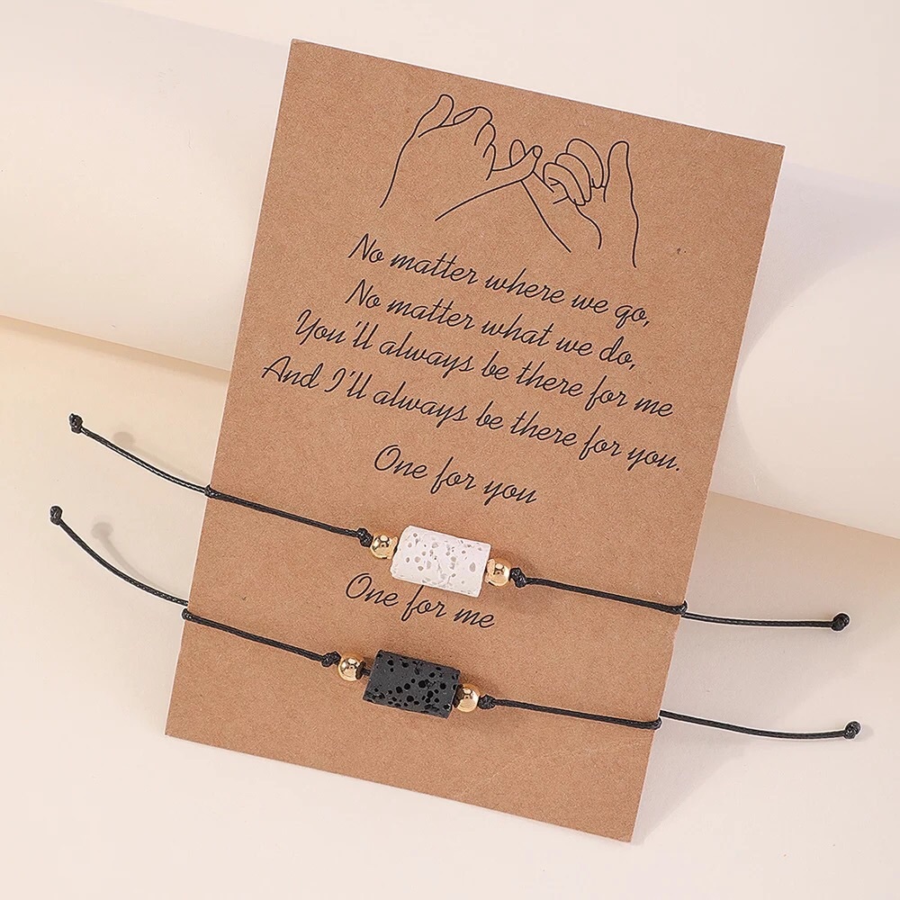🎉 New Promise Friendship Lava Stone Bracelet Set